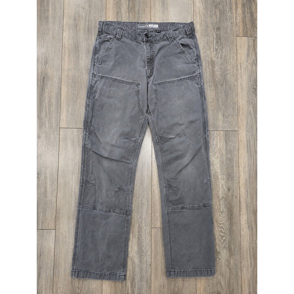 Carhartt Men's 33x32 Gray Double Knee Carpenter Work Pants Relaxed Distressed